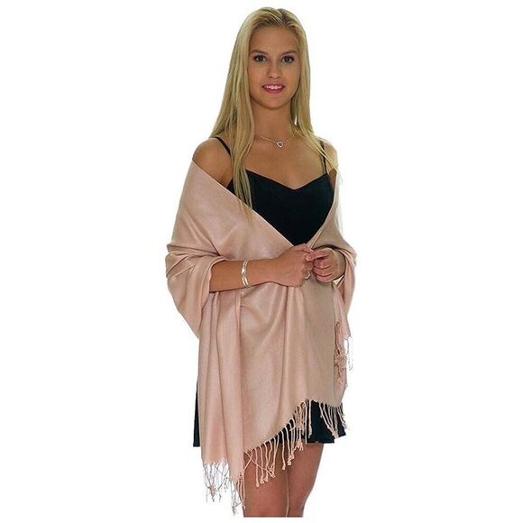 Pashmina Shawls and Wraps for Evening Dresses Pale Rose Gold - Picture 7 of 7